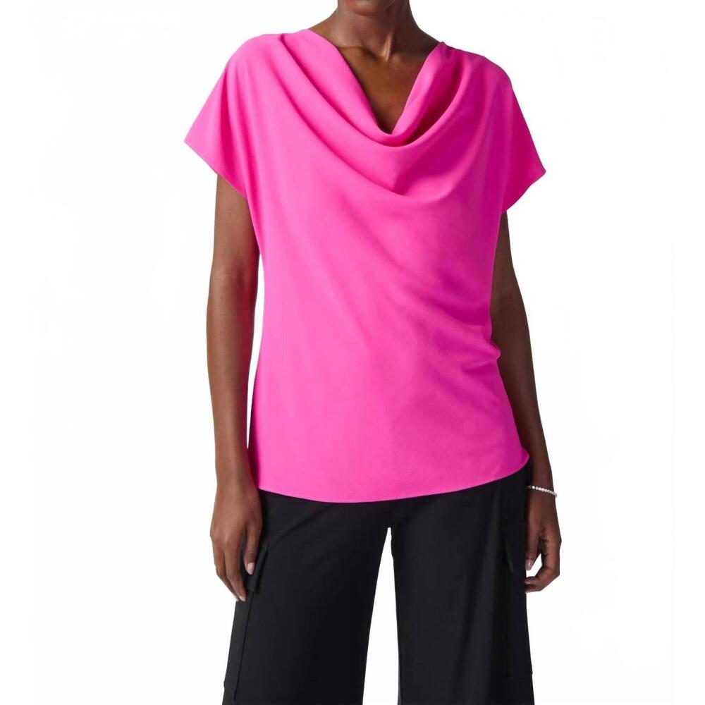 NEW JOSEPH RIBKOFF cowl neck top in ultra pink